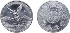 Mexico United Mexican States 2002 Mo 2 Onzas "Libertad" Silver (.999) Mexico City Mint (8700) 62.208g BU KM 614
