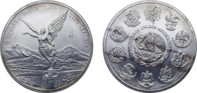 Mexico United Mexican States 2002 Mo 5 Onzas "Libertad" Silver (.999) Mexico City Mint (5200) 155.518g BU KM 615