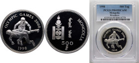 Mongolia Republic 1998 500 Tögrög (Olympic Games 2000 - Wrestlers) Silver (.500) (50000) 20g PCGS PR 69 KM 156 Schön 201