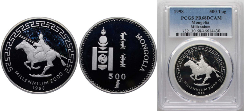 Mongolia Republic 1998 500 Tögrög (Millennium) Silver (.925) (10000) 31.61g PCGS...