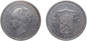 Netherlands Kingdom 1930 2½ Gulden - Wilhelmina Silver (.720) Utrecht Mint (11600000) 25g XF KM 165