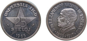 Netherlands Kingdom 1965 25 Steloj (Creator of Esperanto, Fantasy currency) Silver (.900) Utrecht Mint 25g BU X 6