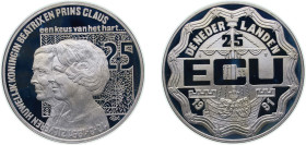 Netherlands Kingdom 1991 25 ECU - Beatrix (25th Wedding Anniversary) Silver (.925) Utrecht Mint (50000) 25g PF X 37