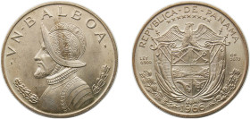 Panama Republic 1966 1 Balboa Silver (.900) (Copper .100) (200000) 26.73g UNC KM 27