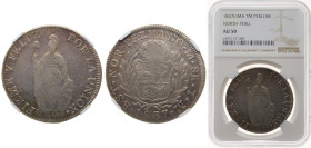 Peru Republic of North Peru 1837 LIMA TM 8 Reales Silver (.903) Lima Mint 27.07g NGC AU 50 KM 155