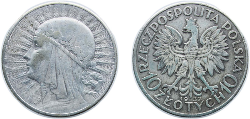 Poland First Republic 1933 MW 10 Złotych (Polonia) Silver (.750) Royal Mint (Tow...