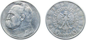Poland First Republic 1935 10 Złotych (Józef Piłsudski) Silver (.750) (1670000) 22g XF Y 29 Schön 28