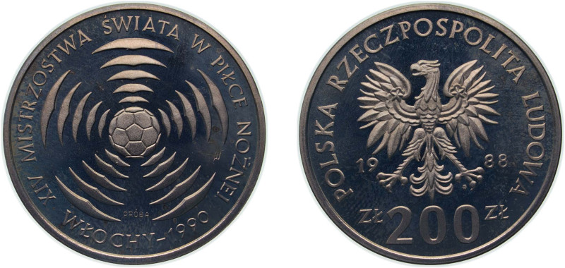 Poland People's Republic 1988 MW 200 Złotych (World Football Championship; Trial...