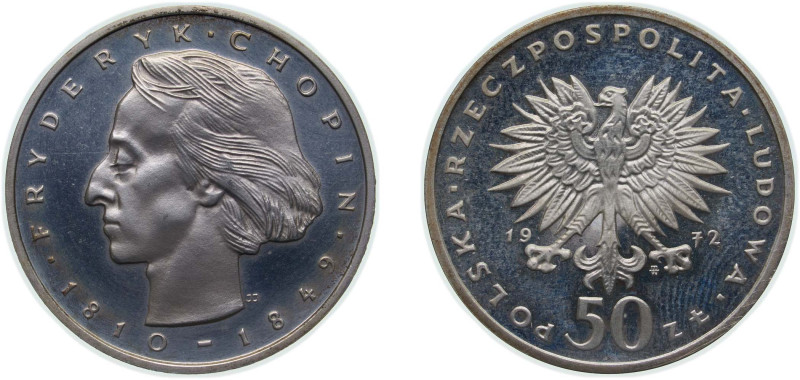 Poland People's Republic 1972 MW 50 Złotych (Frederic Chopin) Silver (.750) Wars...