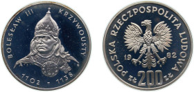 Poland People's Republic 1982 MW 200 Złotych (Boleslaus III Wrymouth) Silver (.750) Warsaw Mint (12000) 17.6g PF Y 132 Fischer Po K038 ParM 315