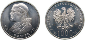 Poland People's Republic 1982 MW 1000 Złotych (Pope John Paul II) Silver (.625) Warsaw Mint (803100) 14.5g BU Y 144 ParM 337 Fischer Po OB108 Fischer ...