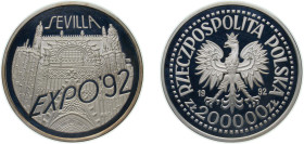 Poland Third Republic 1992 MW 200 000 Złotych (EXPO'92 - Sevilla) Silver (.999) Warsaw Mint (45000) 31.104g PF Y 231