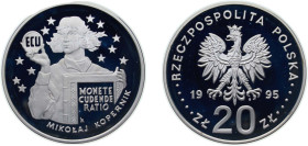 Poland Third Republic 1995 MW 20 Złotych (Mikołaj Kopernik - ECU) Silver (.925) Warsaw Mint (15000) 31.1g PF Y 302