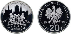 Poland Third Republic 1996 MW 20 Złotych (1000th anniversary of Gdańsk) Silver (.925) Warsaw Mint (20000) 31.1g PF Y 319