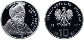 Poland Third Republic 1997 MW 10 Złotych (Stefan Batory) Silver (.925) Warsaw Mint (15750) 14.14g PF Y 327