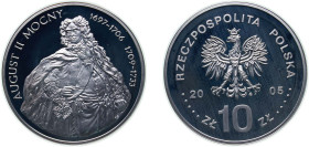 Poland Third Republic 2005 MW 10 Złotych (August II Mocny) Silver (.925) Warsaw Mint (61000) 14.14g PF