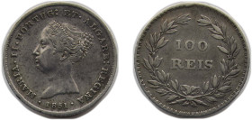 Portugal Kingdom 1851 100 Réis - Maria II Silver (.9166) Lisbon Mint (9205) 2.96g VF KM 485 Gomes M2 36,01