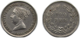 Portugal Kingdom 1853 100 Réis - Maria II Silver (.917) Lisbon Mint (66493) 2.96g UNC KM 488 Gomes M2 37,01