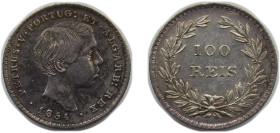 Portugal Kingdom 1854 100 Réis - Pedro V Silver (.9167) Lisbon Mint (535163) 2.5g AU KM 490 Gomes P5 02