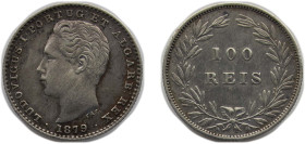 Portugal Kingdom 1879 100 Réis - Luiz I Silver (.91666) Lisbon Mint (560000) 2.5g XF KM 510 Gomes L1 09