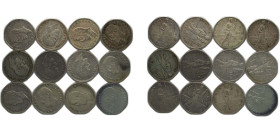 Romania Kingdom 1910-1914 1 Leu - Carol I (12 Lots) Silver (.835) XF KM 42
