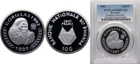 Rwanda Republic 1993 100 Francs (Gorilla) Silver (.999) (20000) 31.1g PCGS PR 68 KM 21 Schön 23