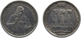 San Marino Republic 1933 R 20 Lire Silver (.800) Rome Mint (10000) 15g XF KM 11 Pag 342-346