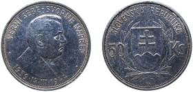Slovakia Republic 1944 50 Korún (Slovak Republic Anniversary) Silver (.700) (2000000) 16.5g AU KM 10 Schön 10