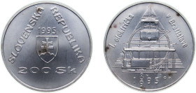 Slovakia Republic 1995 200 Korún (Electric Tram in Bratislava) Silver (.750) (26000) 20g BU KM 27