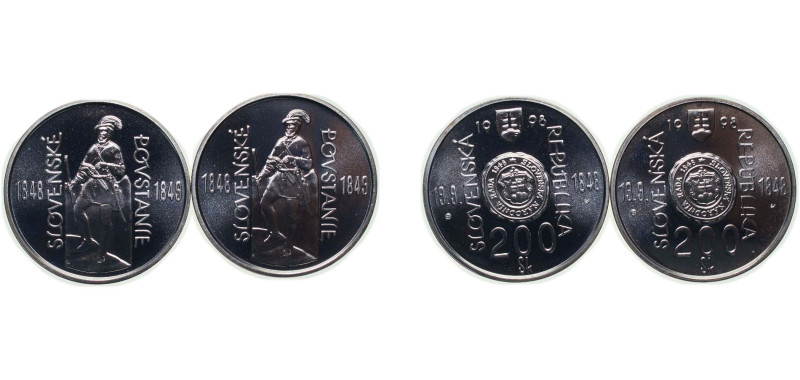 Slovakia Republic 1998 200 Korún (150 Years Slovak Revolt to 1848, 2 Lots) Silve...