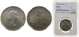 South Africa Union 1959 2 Shillings - Elizabeth II (1st portrait) Silver (.500) Pretoria Mint (1219000) 11.31g NGC MS 64 KM 50 Hern S266-273