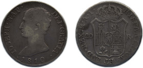 Spain Kingdom 1810 M AI 20 Reales - Jose I Bonaparte Silver (.903) Madrid Mint (993000) 26.4g VF KM 551