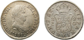 Spain Kingdom 1812 C CI 2 Reales - Fernando VII Silver (.812) Cádiz Mint 6g AU KM 460