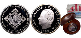 Spain Kingdom 1999 M 2000 Pesetas - Juan Carlos I (Barcelona) Silver (.925) Madrid Mint (30000) 27g PF KM 1029
