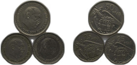 Spain Kingdom 1957 BA 25 &50 Pesetas - Francisco Franco (2nd Ibero-American Numismatic Exposition, 3 Lots) Copper-nickel (75% copper, 25% nickel) Madr...