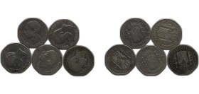 Spain Kingdom 1876-1885 1 Peseta - Alfonso XII (5 Lots) Silver (.835) Madrid Mint VF