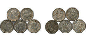 Spain Kingdom 1926 PCS 50 Centimos - Alfonso XIII (6th portrait, 5 Lots) Silver (.835) Madrid Mint (4000000) AU KM 741