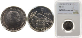 Spain Nationalist Government 1957 *19-73 5 Pesetas - Francisco Franco (Copper-nickel) Copper-nickel (75% copper, 25% nickel) Madrid Mint (78000000) 5....