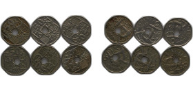 Spain Nationalist Government 1949 50 Centimos (Arrows up, 6 Lots) Copper-nickel (75% copper, 25% nickel) XF Mint Error Displaced Hole KM 777