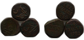 Sri Lanka Dutch Ceylon colony 1783-1786 1 Stuiver (3 Lots) Copper Colombo Mint VF KM 26