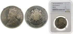 Sweden Kingdom 1897 EB 2 Kronor - Oscar II (Silver jubilee) Silver (.800) Stockholm Mint (246100) 15g NGC MS 62 KM 762