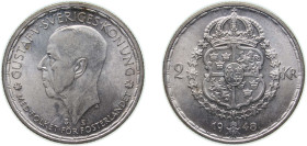 Sweden Kingdom 1948 TS 2 Kronor - Gustaf V Billon (.400 silver) (281660) 14g UNC KM 815