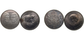 Sweden Kingdom 1967-1976 & Denmark (Royal Wedding, 2 Lots) 10& 50 Kroner Silver UNC