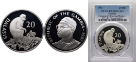 The Gambia Republic 1987 20 Dalasis (World Wildlife Fund) Silver (.925) Royal Mint (25000) 28.34g PCGS PR 69 KM 24 Schön 24