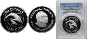 Tonga Kingdom 1986 2 Pa'anga - Taufa'ahau Tupou IV (WWF) Silver (.925) (25000) 28.28g PCGS PR 69 KM 121 Schön 108