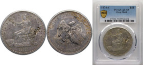 United States Federal republic 1874 S 1 Dollar "Trade Dollar" Silver (.900) (.100 copper) San Francisco Mint (2549000) 27.22g PCGS AU 55 KM 108