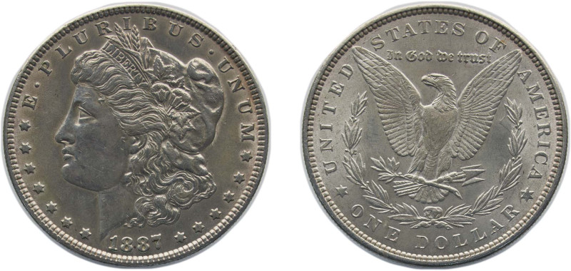 United States Federal republic 1887 1 Dollar "Morgan Dollar" Silver (.900) (.100...