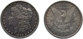 United States Federal republic 1896 1 Dollar "Morgan Dollar" Silver (.900) (.100 copper) Philadelphia Mint (9967000) 26.73g AU KM 110