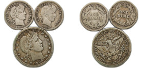 United States Federal republic 1908 Cents "Barber" (3 Lots) Silver (.900) (.100 copper) VF