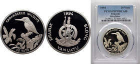 Vanuatu Republic 1994 20 Vatu (Kingfisher) Silver (.925) (25000) 20g PCGS PR70 Top Pop KM 20
